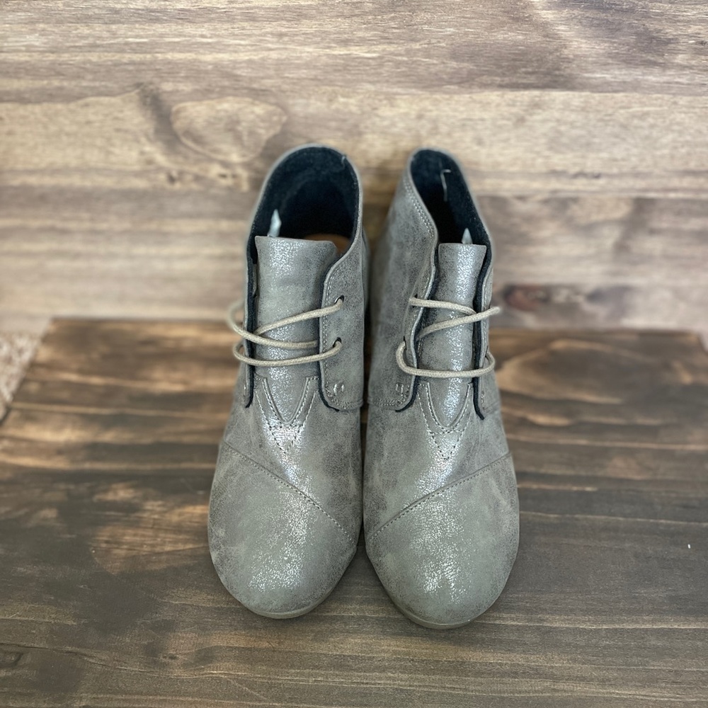 Metallic Taupe Toms Wedges